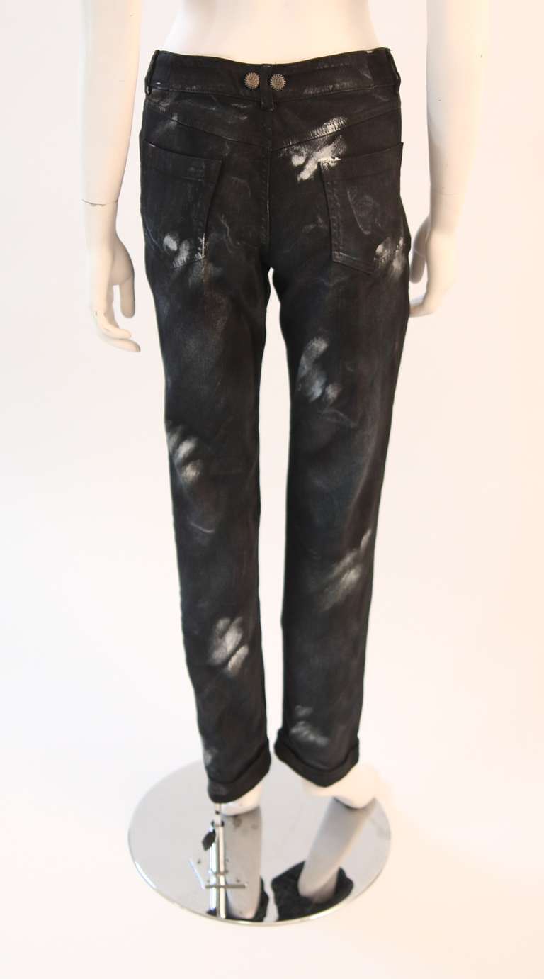black paint splash jeans