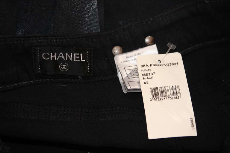 Chanel Black Paint Splatter Jeans Size 42 3