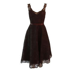 Monique Lhuillier Brown Lace Cocktail Dress Size 8 5