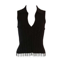 Oscar De La Renta Black Cashmere and Silk Beaded Jumper Size S 1