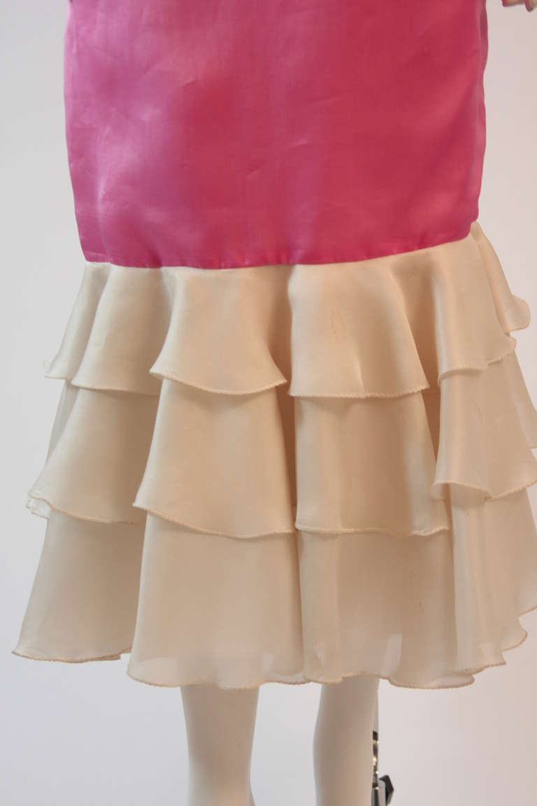 Creeds Pink and Cream Strapless Cocktail Dress with Bow 1