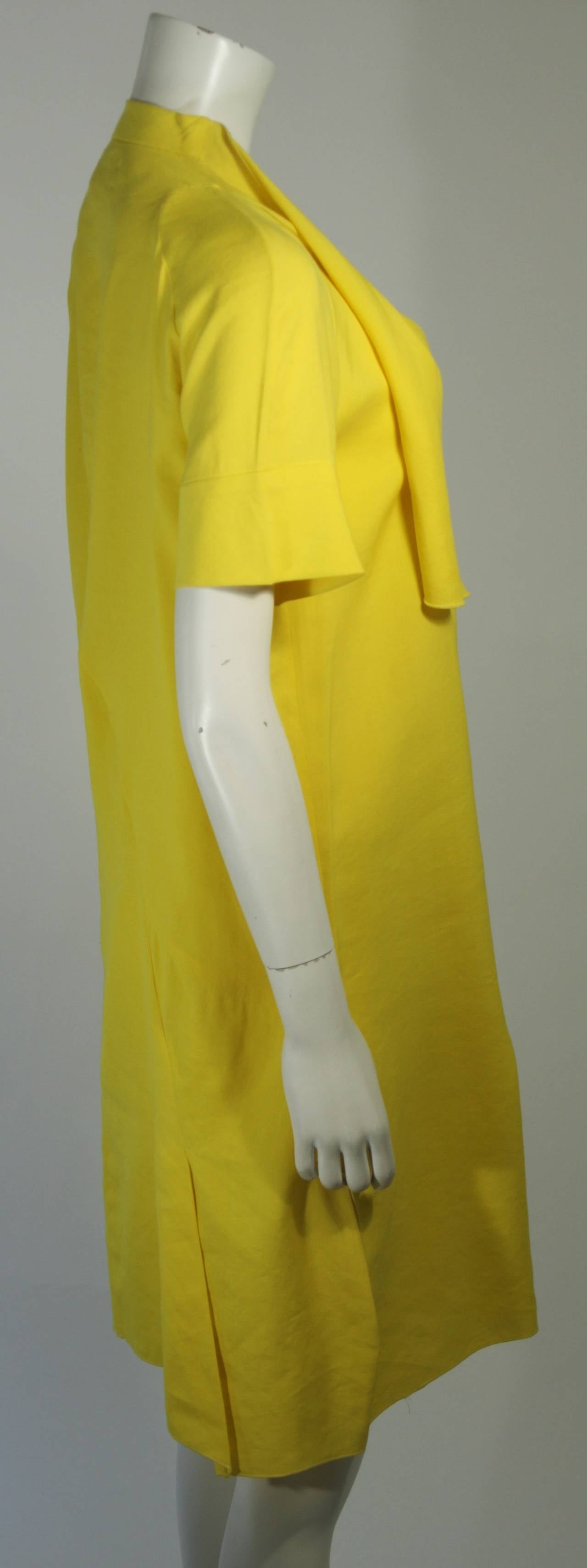 Marni Draped Yellow Linen Dress Size 6 1