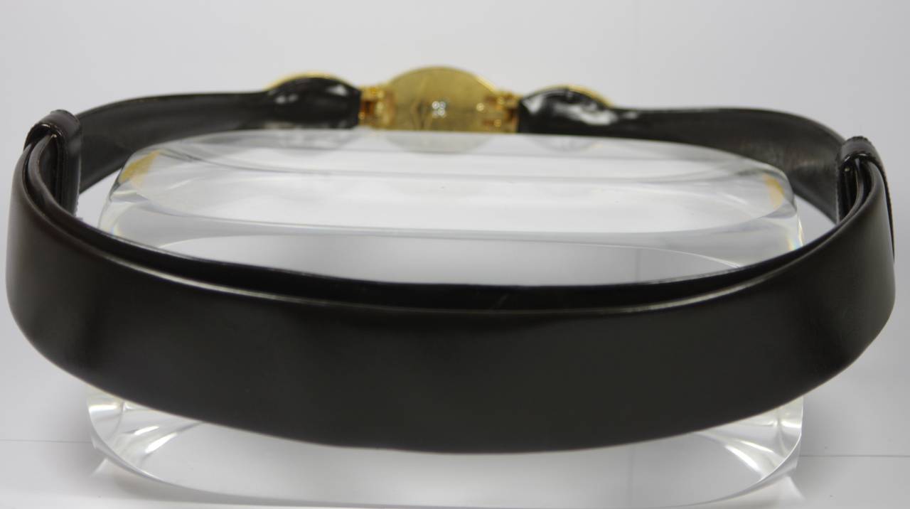 Judith Leiber Brown Leather Belt with Tiger's Eye and Bone Details 4
