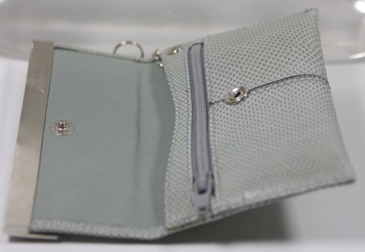 Judith Leiber Light Greyish Blue Lizard Wallet and Key Holder 3