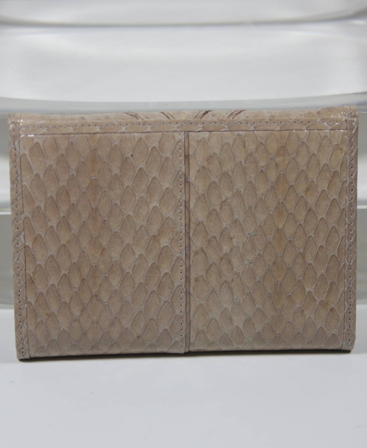 Judith Leiber Nude Snakeskin Wallet with Gold Hardware 1