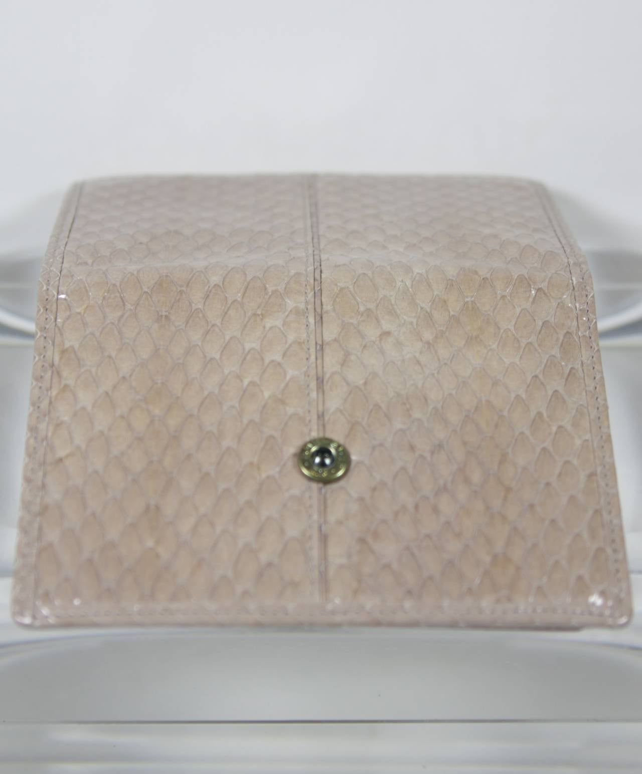 Judith Leiber Nude Snakeskin Wallet with Gold Hardware 3