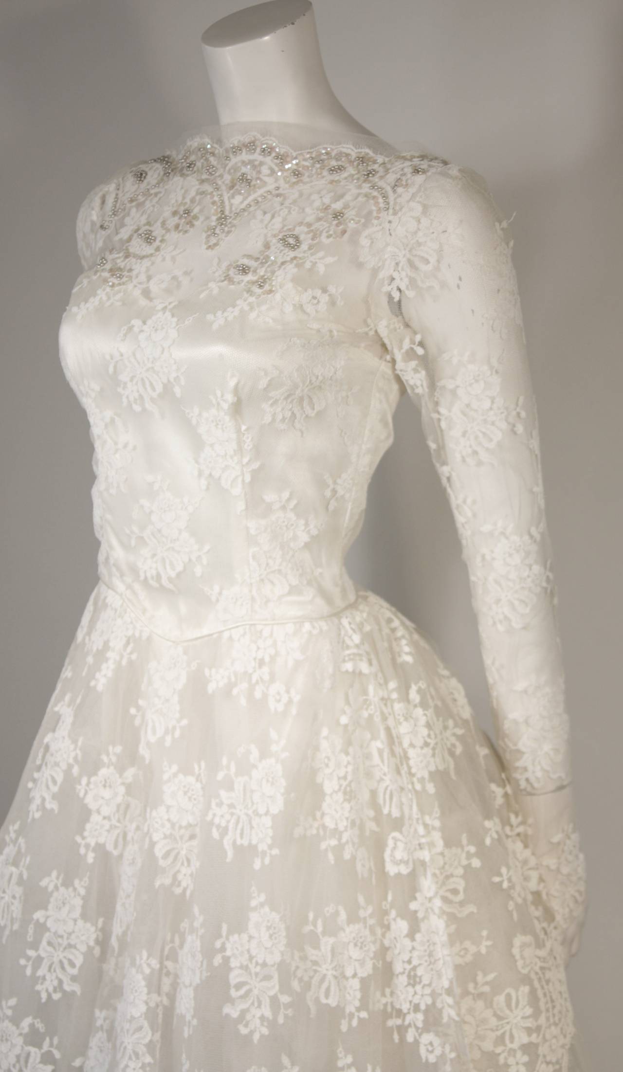 scalloped beaded wedding dress