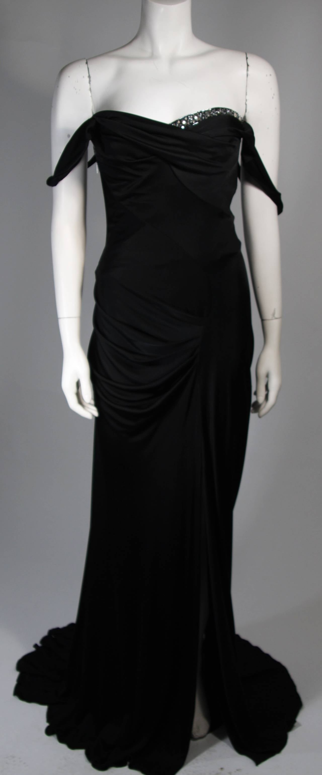 Roberto Cavalli Embellished Black Jersey Gown Size 40 1