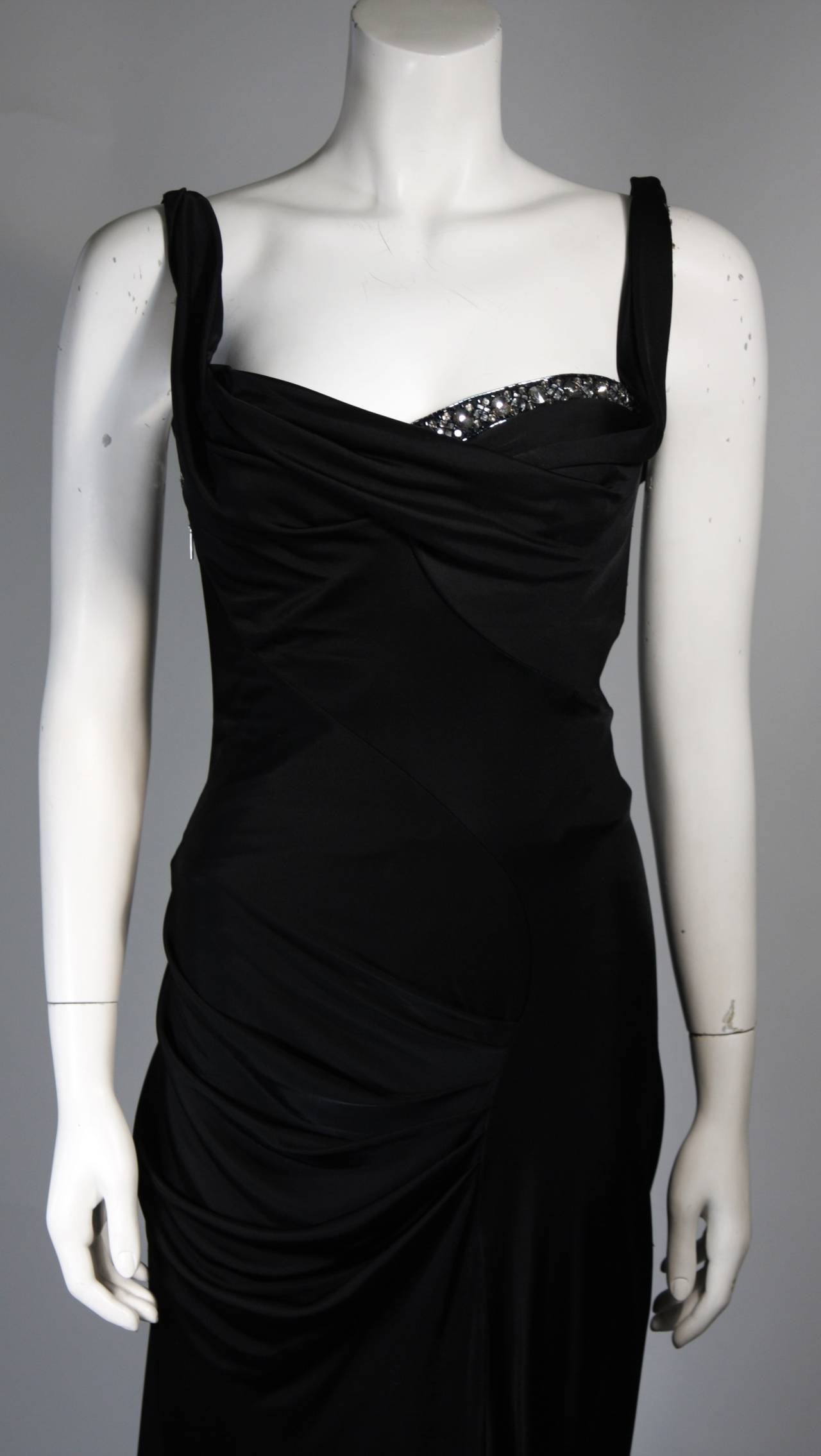 Roberto Cavalli Embellished Black Jersey Gown Size 40 In Excellent Condition In Los Angeles, CA