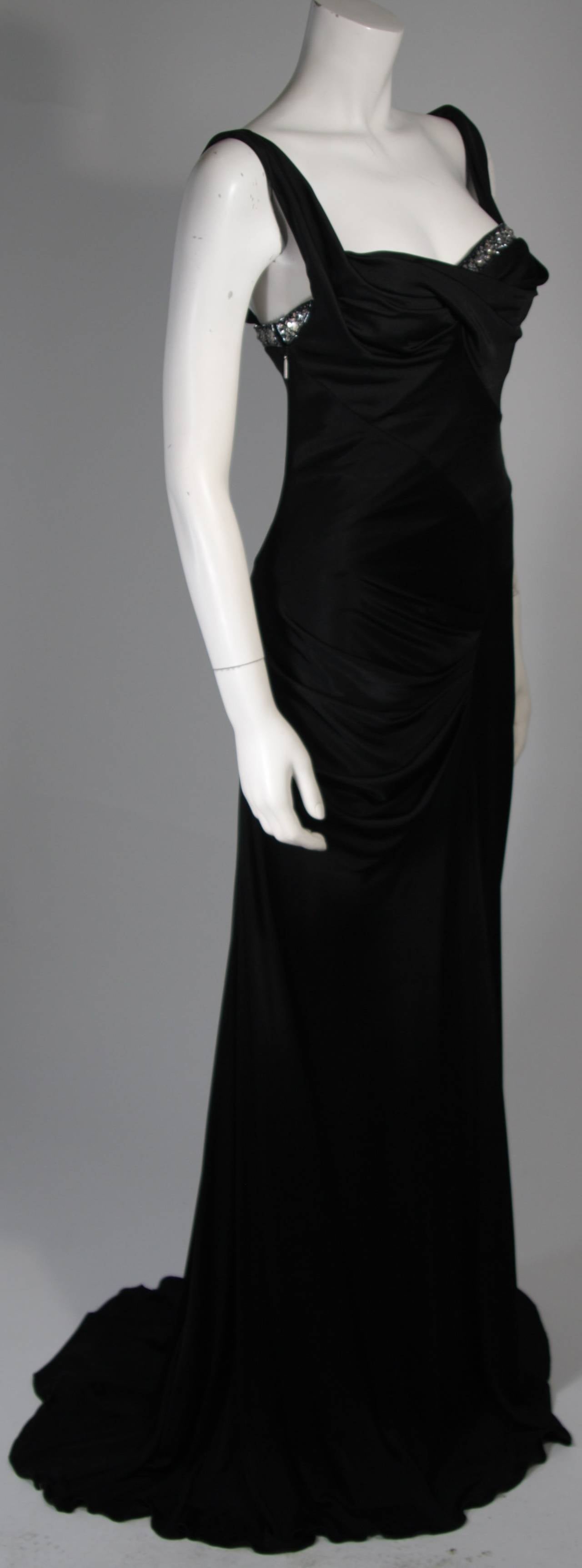 Women's Roberto Cavalli Embellished Black Jersey Gown Size 40