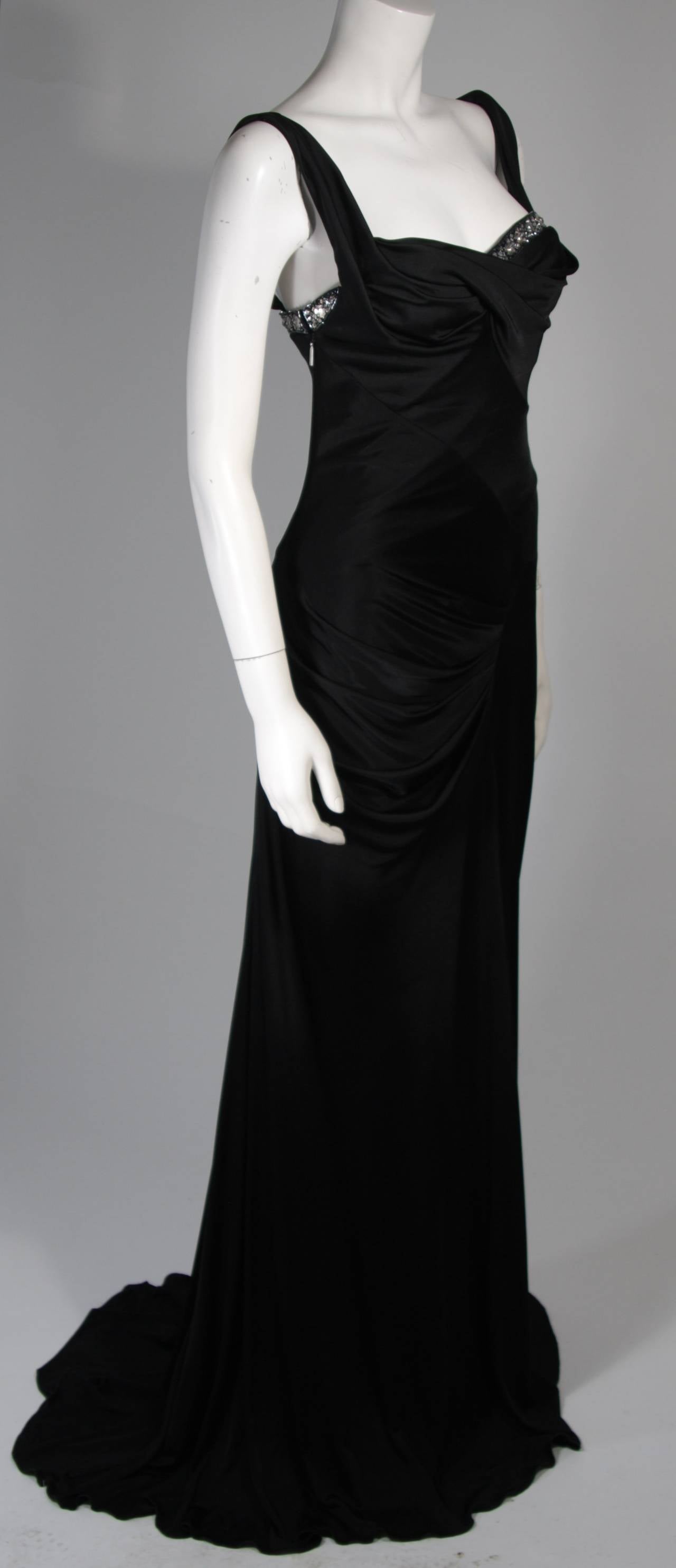 Roberto Cavalli Embellished Black Jersey Gown Size 40 2