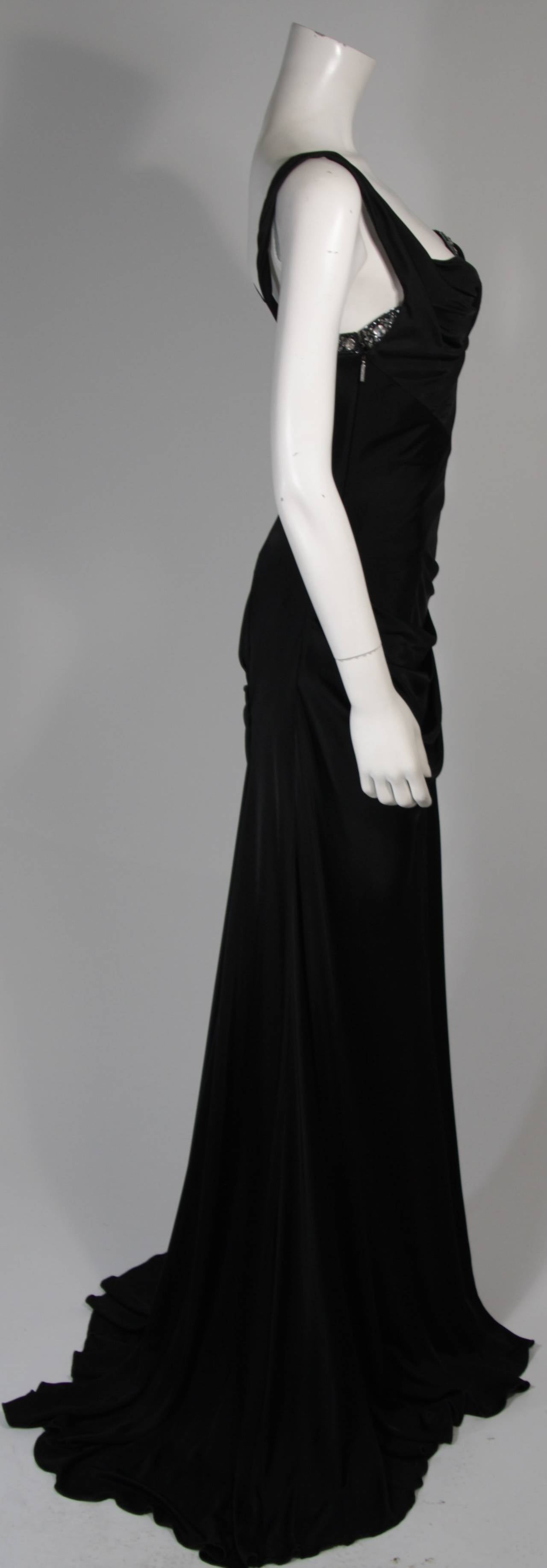 Roberto Cavalli Embellished Black Jersey Gown Size 40 3