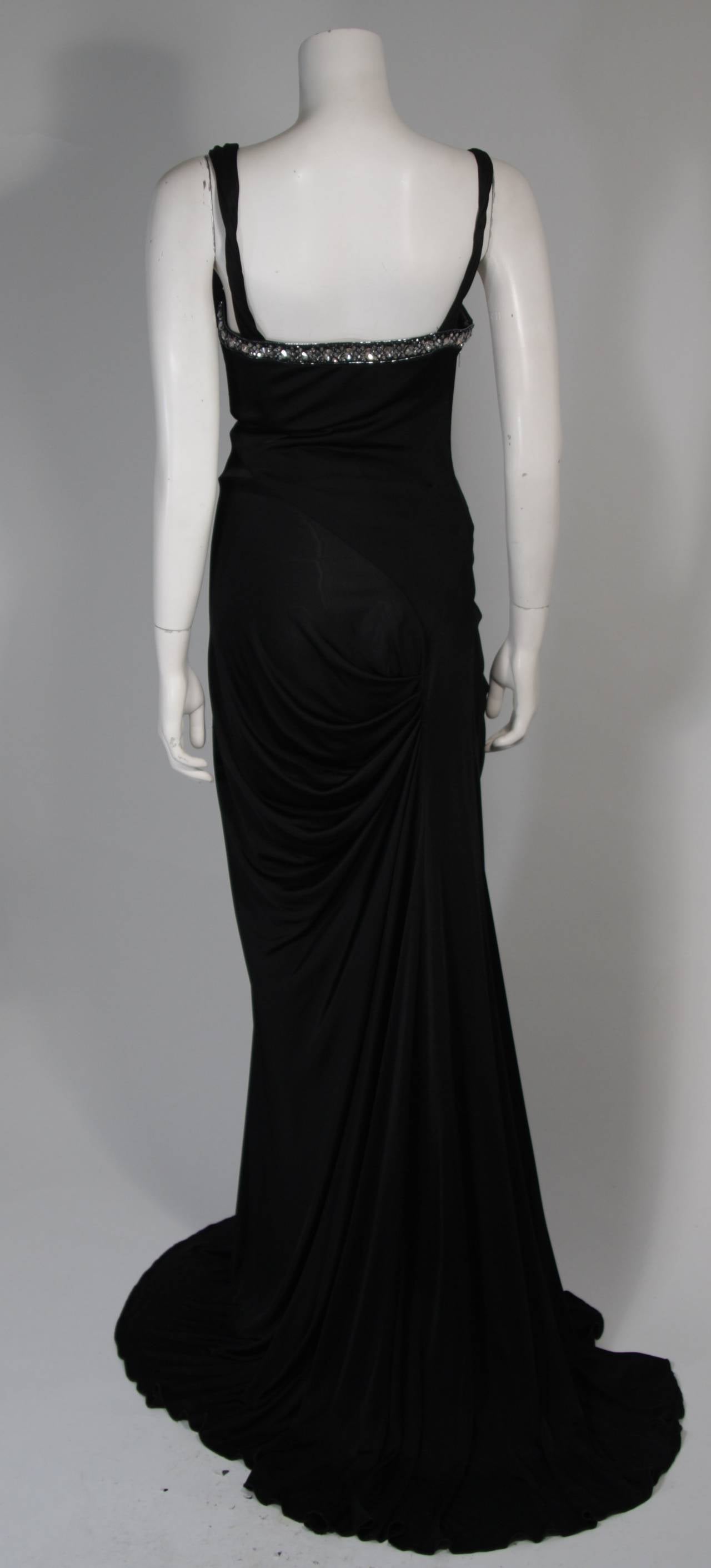 Roberto Cavalli Embellished Black Jersey Gown Size 40 5