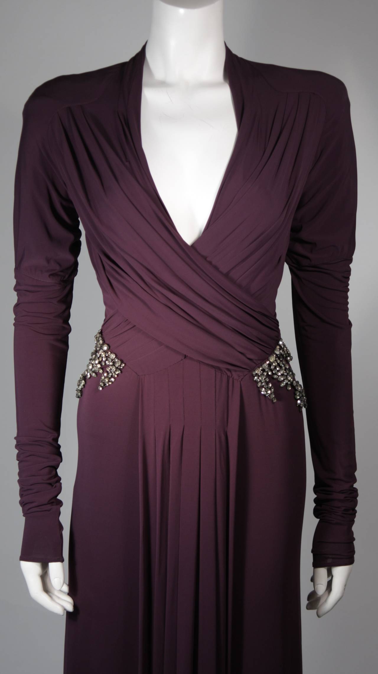 Roberto Cavalli Bata de manga larga de punto color berenjena con adornos Talla 40 Negro en venta
