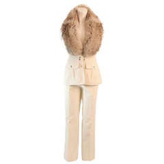 Michael Kors Fur trimmed vest and pants Two Piece Utility Set Size 10