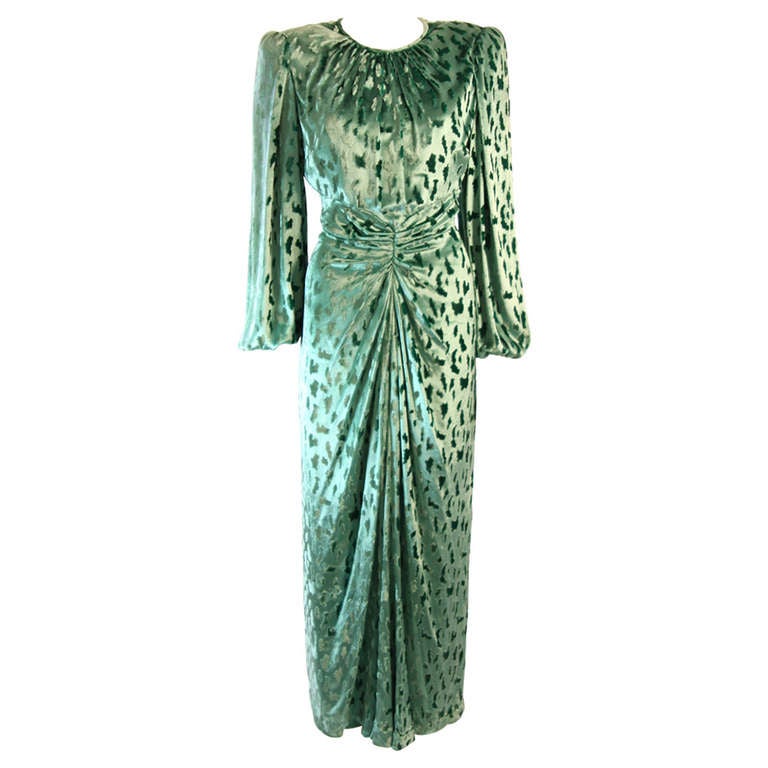 Oscar De La Renta Mint Velvet Gown