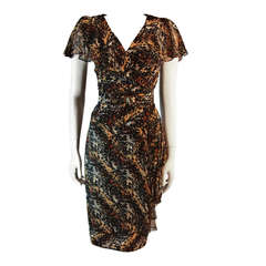 Paco Rabanne Paris Watercolor Animal Camouflage Print Ruffle Day Dress 3