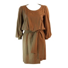 Chic Yves Saint Laurent Silk Camel Dress Size 36