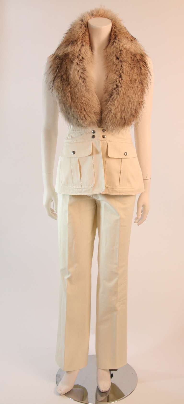 Women's Michael Kors Fur trimmed vest and pants Two Piece Utility Set Size 10