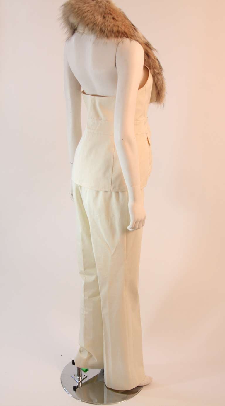 Michael Kors Fur trimmed vest and pants Two Piece Utility Set Size 10 2