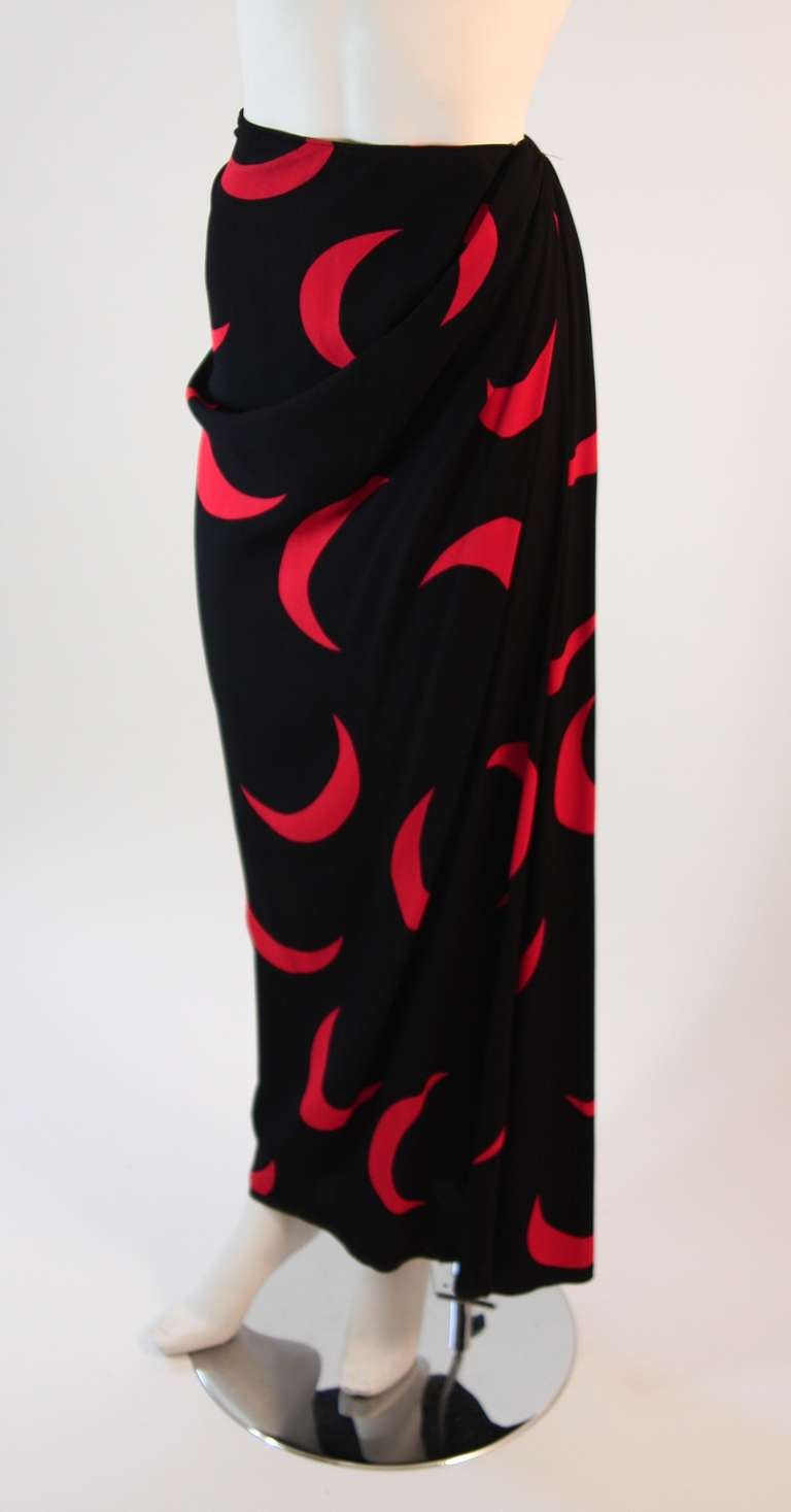 Women's Yves Saint Laurent Black and Cardinal Crescent Wrap Skirt Size 42