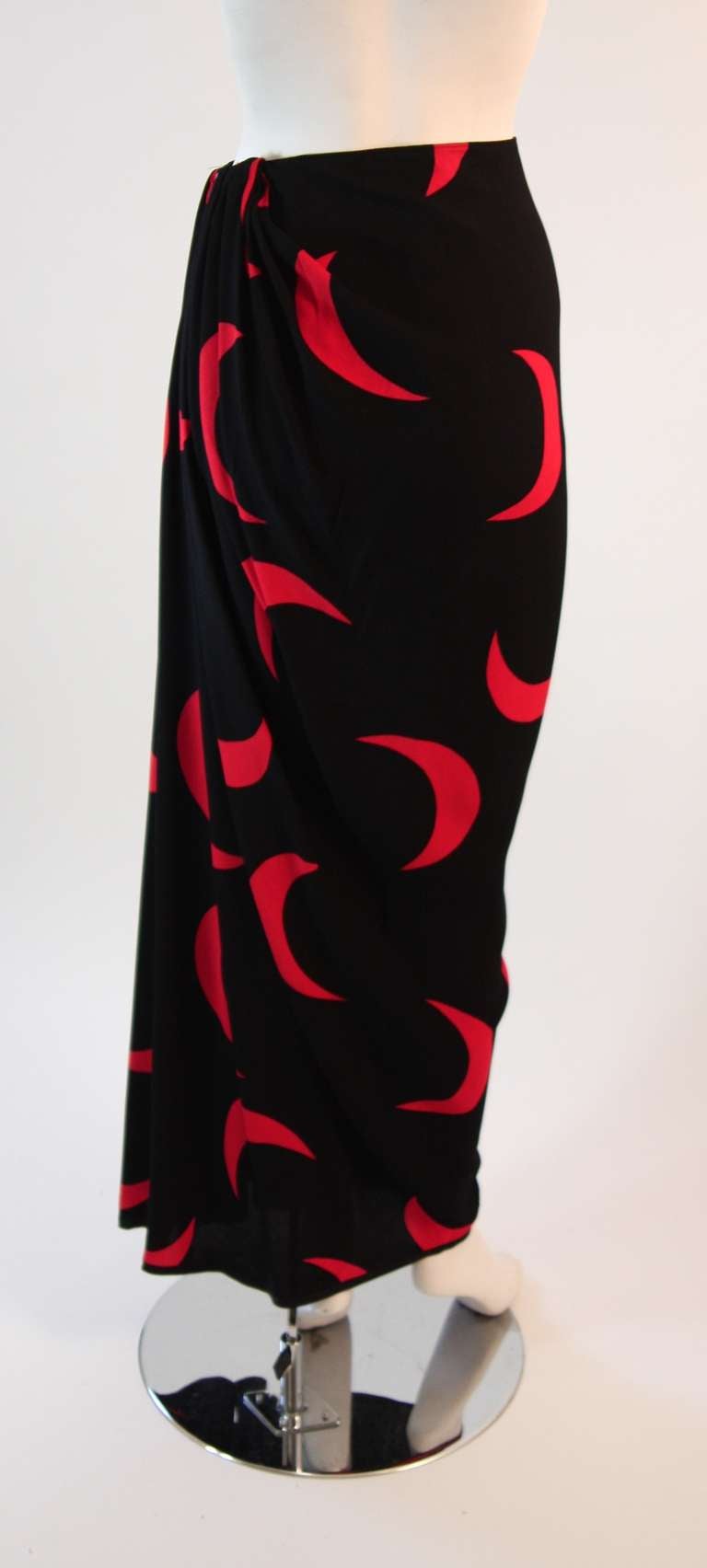 Yves Saint Laurent Black and Cardinal Crescent Wrap Skirt Size 42 1