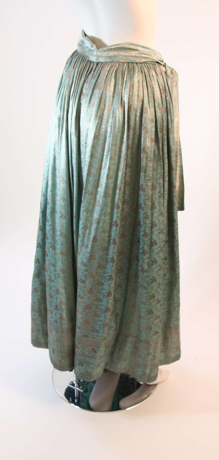 Gray Stunning 1950's Turquoise and Bronze Brocade skirt For Sale