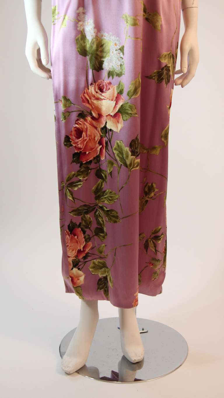 Dolce and Gabbana Stretch Silk Lilac Floral Gown Size 44 2
