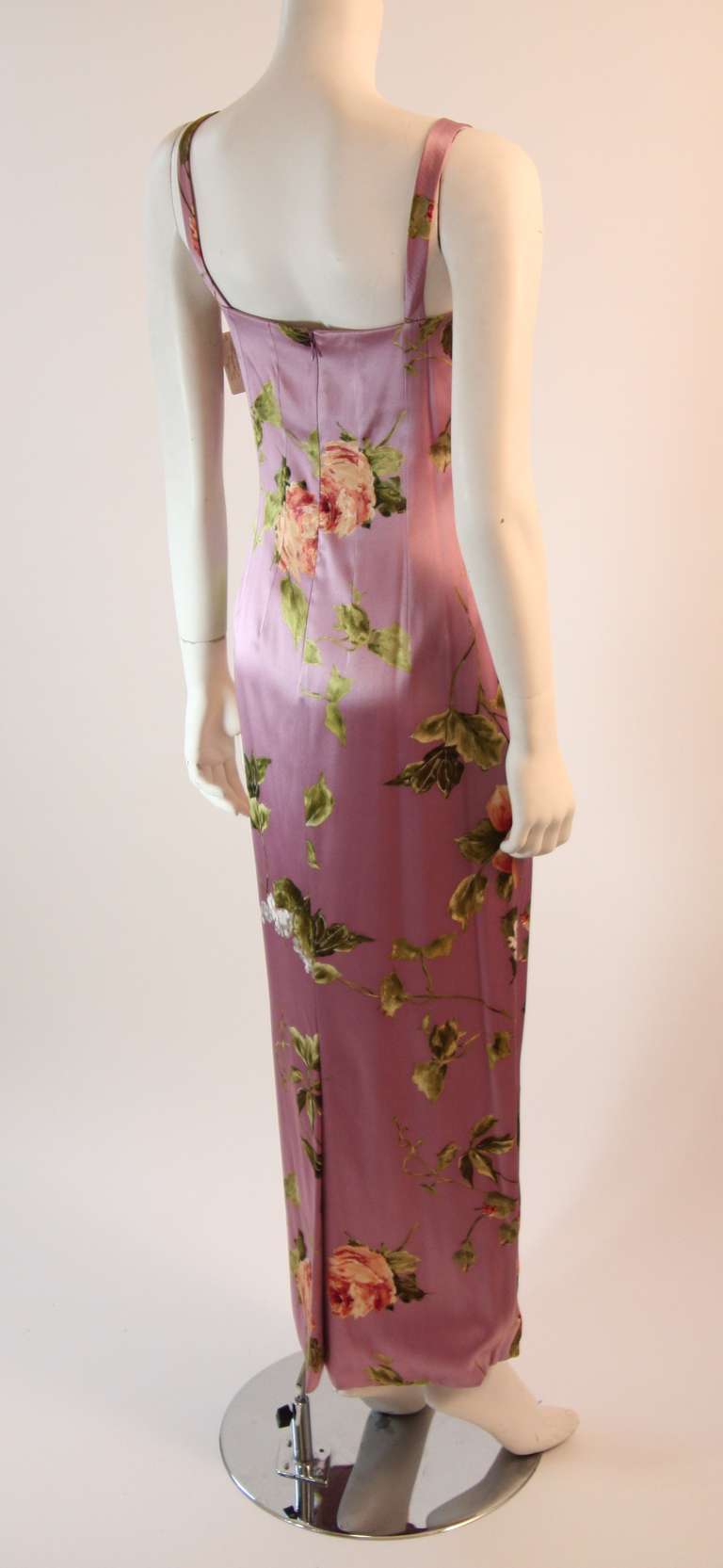 Women's Dolce and Gabbana Stretch Silk Lilac Floral Gown Size 44