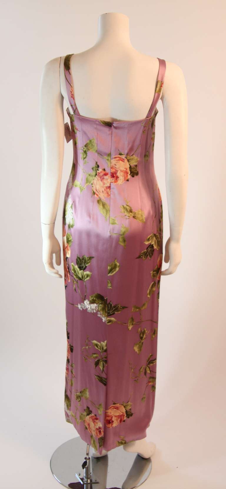 Dolce and Gabbana Stretch Silk Lilac Floral Gown Size 44 1