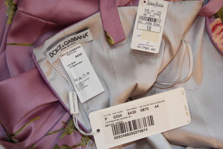 Dolce and Gabbana Stretch Silk Lilac Floral Gown Size 44 3