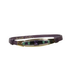 Judith Leiber Purple Adjustable Belt with Gold Hardware and Multi-Color Stones
