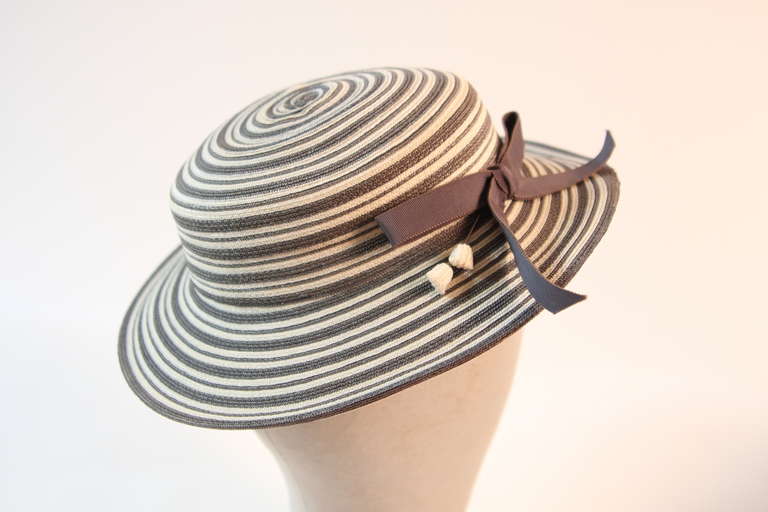 Christian Dior 1960's Slate Grey and Off White Mini Portrait Hat In Excellent Condition In Los Angeles, CA