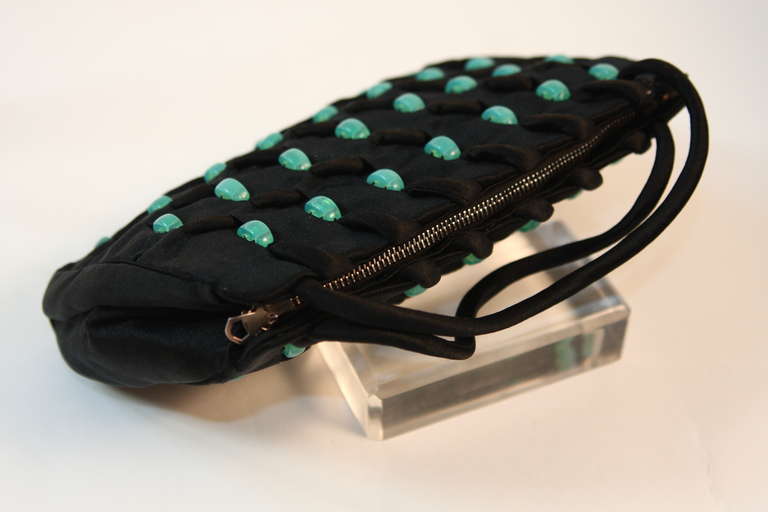 Women's Beautiful 1940's Volokhoff Translucent Turquoise Beaded Purse