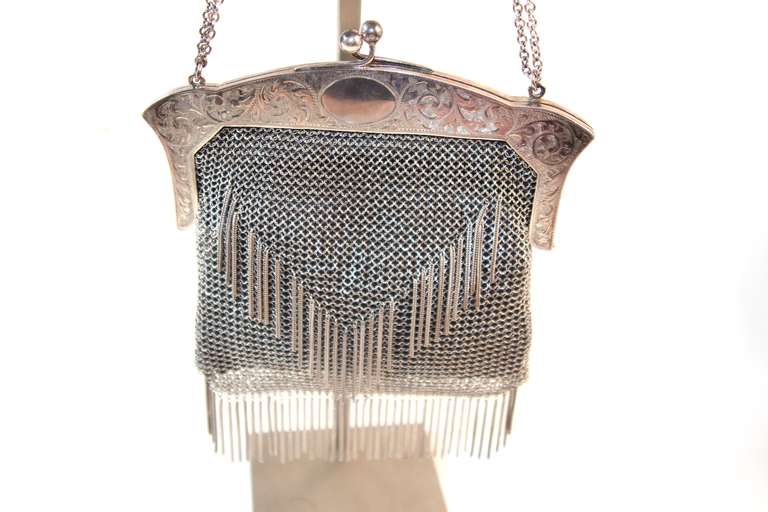 Fabulous 1920's Sterling Silver Purse In Excellent Condition In Los Angeles, CA