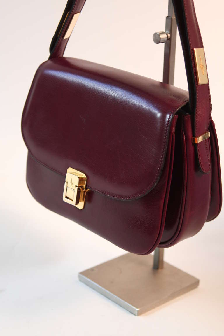 burgundy leather handbag