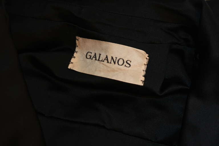 Superb 1960's Galanos Black Satin Opera Coat For Sale 2