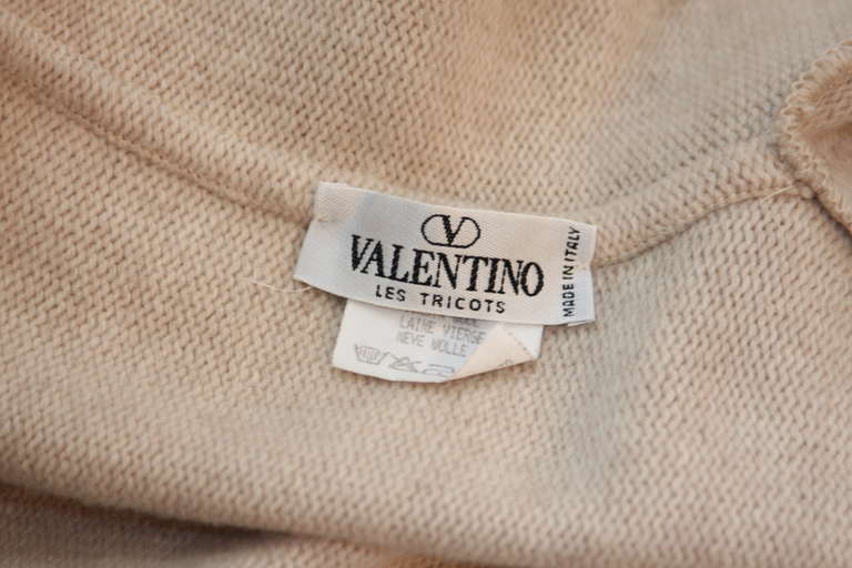 Valentino Oatmeal Virgin Wool Drape Front Cardigan Size L 3