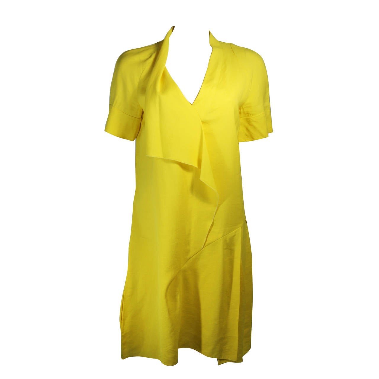 Marni Draped Yellow Linen Dress Size 6