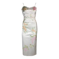 Ensemble de jupes en soie stretch blanche de Mandalay w.. Design floral peint, taille S