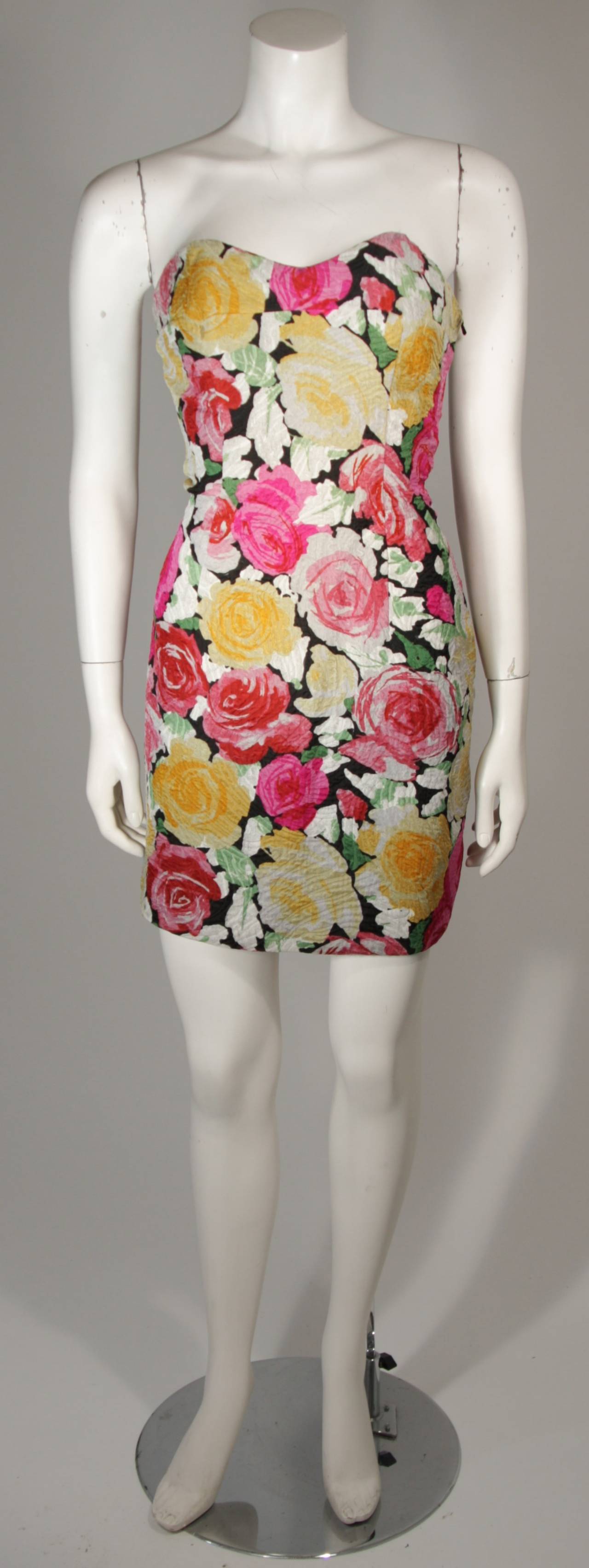 Christian Lacroix Floral Cocktail Dress Ensemble with Overskirt Size 40 Small In Excellent Condition In Los Angeles, CA