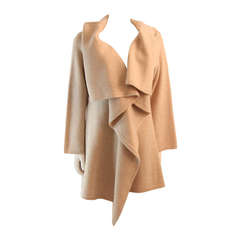 Valentino Oatmeal Virgin Wool Drape Front Cardigan Size L
