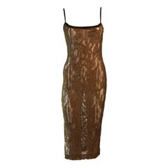 Amazing Future Ozbek Sheer Gold Metallic Knit Dress