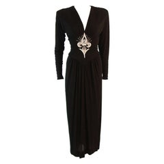 Vintage Bob Mackie Black Embellished Bodice Gown
