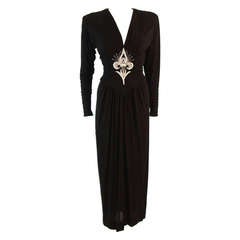 Bob Mackie Black Embellished Bodice Gown 5