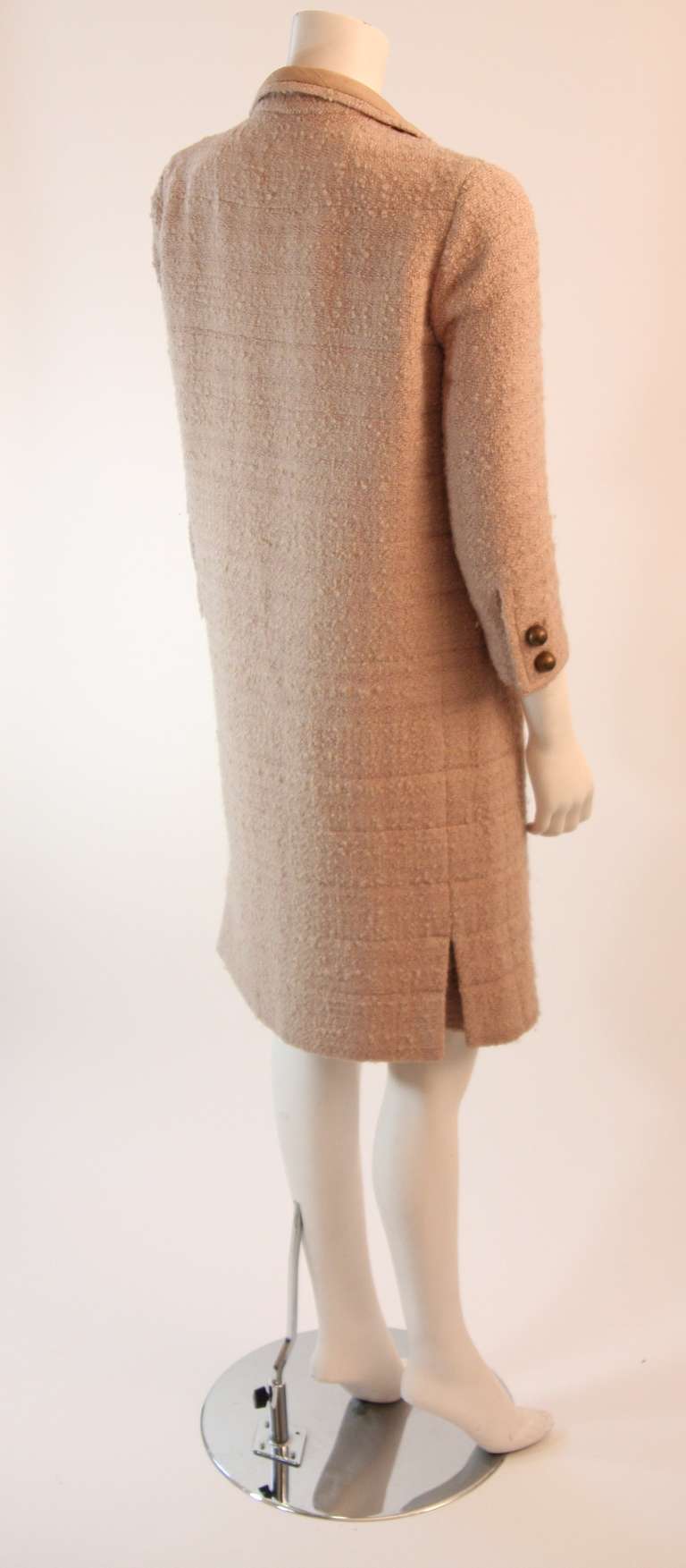 Brown  Chanel Haute Couture Cream Boucle 3 Piece Tweed Suit Circa 1960s For Sale