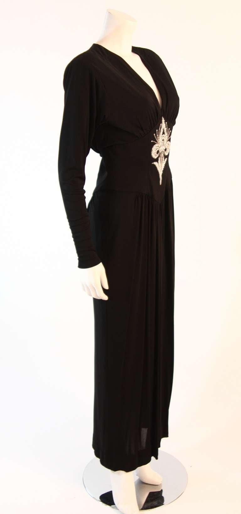 Women's Bob Mackie Black Embellished Bodice Gown For Sale