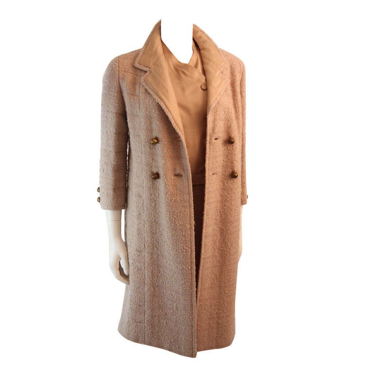 Chanel Haute Couture Cream Boucle 3 Piece Tweed Suit Circa 1960s For Sale