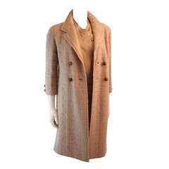 1960's Attributed to Chanel Couture Cream Boucle 3 Piece Tweed Suit 5