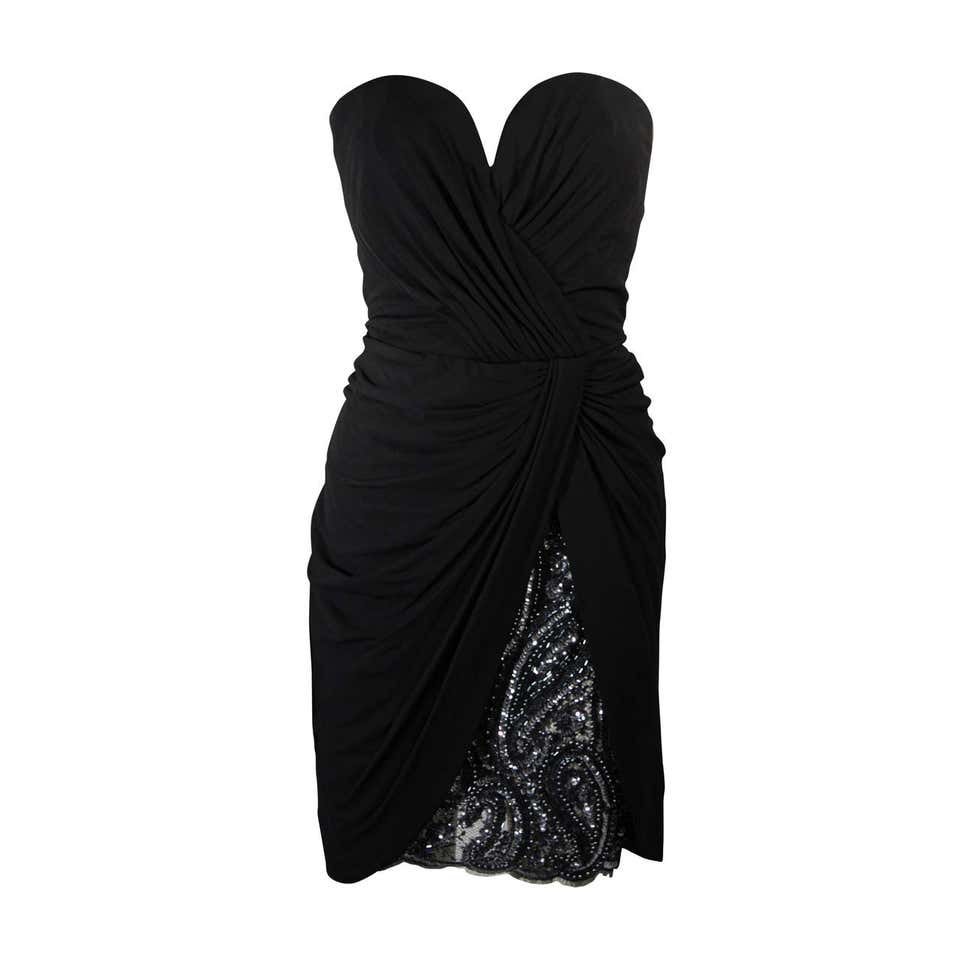Vicky Tiel Black Velvet and Gold Cleopatra Gown with Bolero For Sale at ...